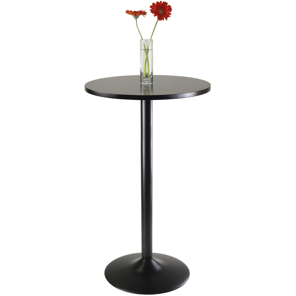 Pub Table Round Black MDF Top with Black leg and base - Pankour