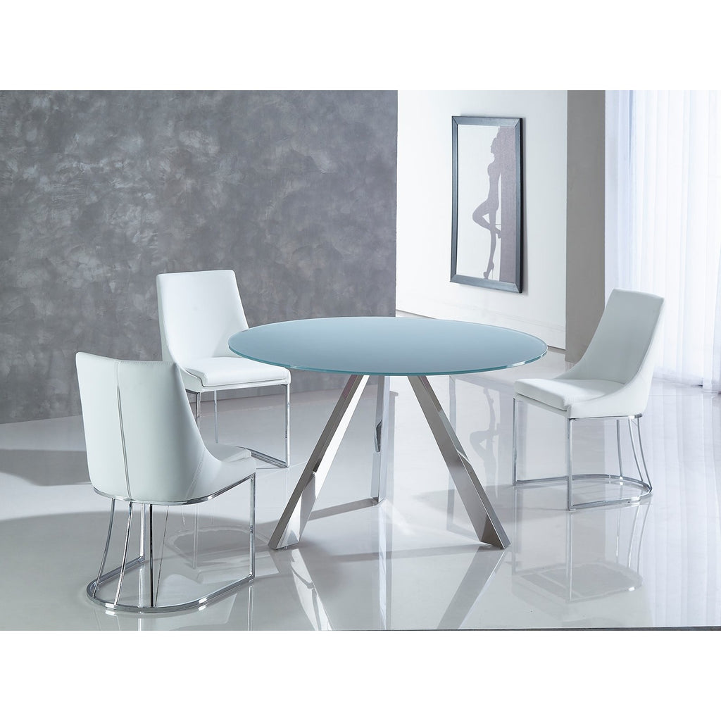 MONDRIAN Collection Stainless Steel Base / Gray Finish Glass Dining Table CB-362S by Casabianca Home - Pankour