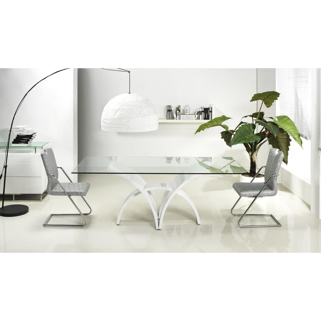 MANHATTAN Collection High Gloss White Lacquer Dining Table CB-060 by Casabianca Home - Pankour