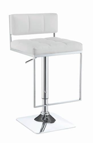 Coaster Furniture REC ROOM/BAR STOOLS: HEIGHT ADJUSTABLE 100193 BAR STOOL WHITE & CHROME - Pankour