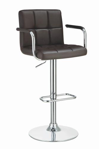 Coaster Furniture REC ROOM/BAR STOOLS: HEIGHT ADJUSTABLE 121099 ADJUSTABLE BAR STOOL BROWN & CHROME - Pankour