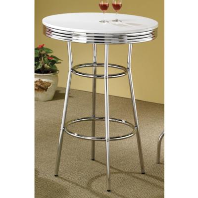 Coaster Furniture REC ROOM/ BAR TABLES: CHROME/GLASS 2300 Bar Table WHITE - Pankour