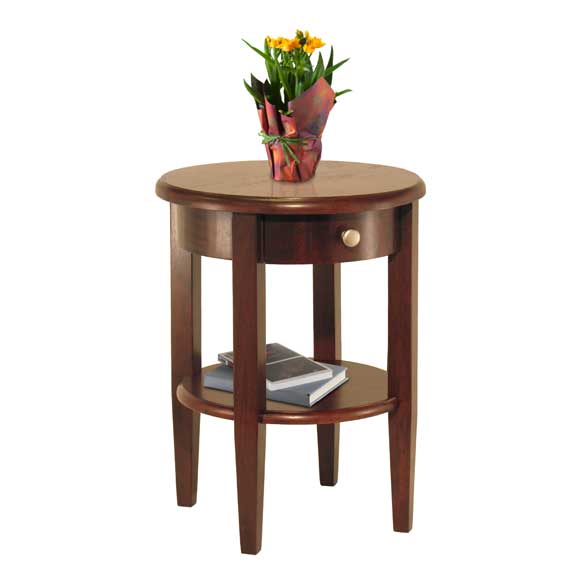 Winsome Wood 94217 Concord Round End Table with Drawer and Shelf